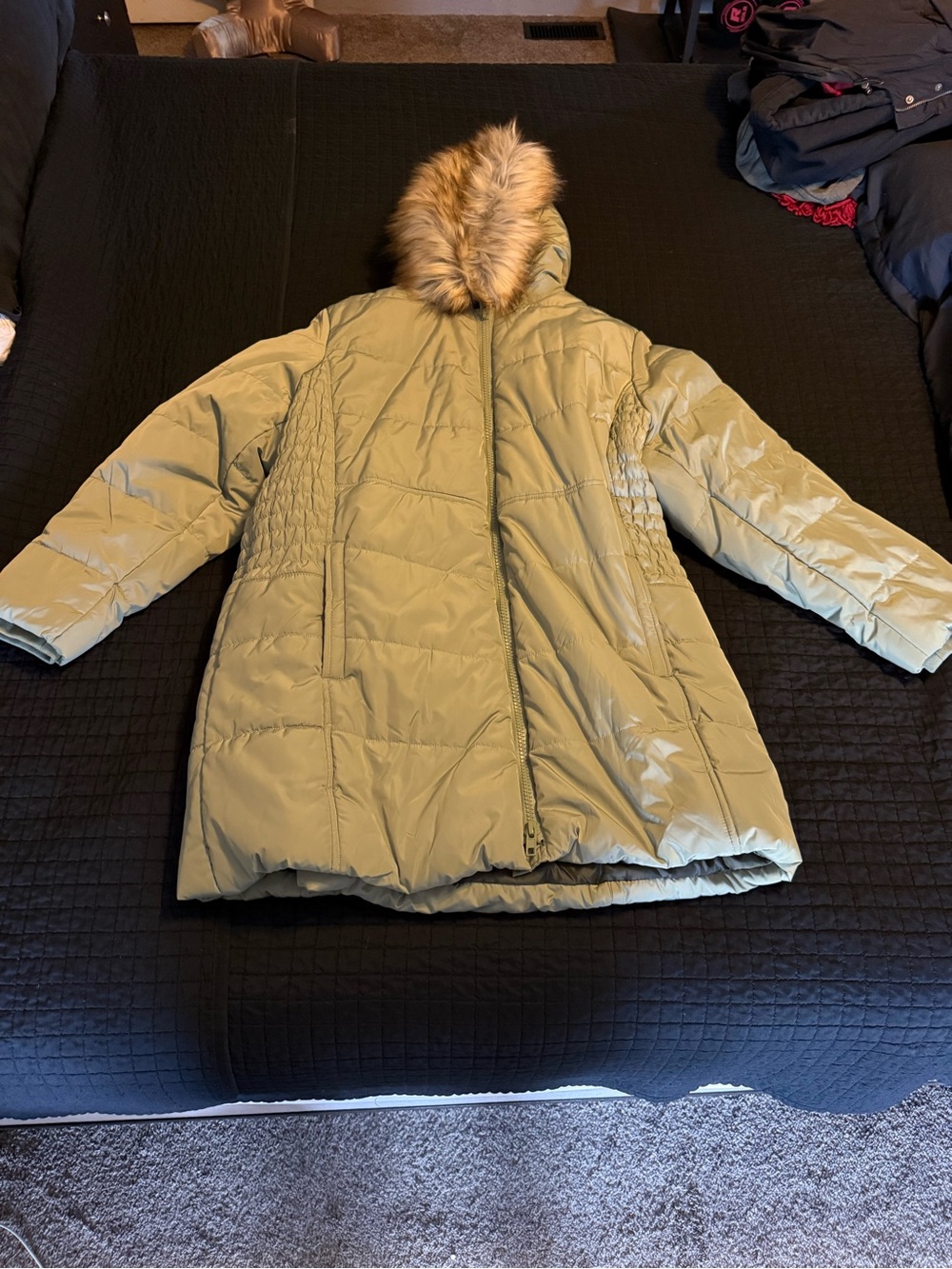 torrid Sage Green Puffer Coat with Faux Fur Hood